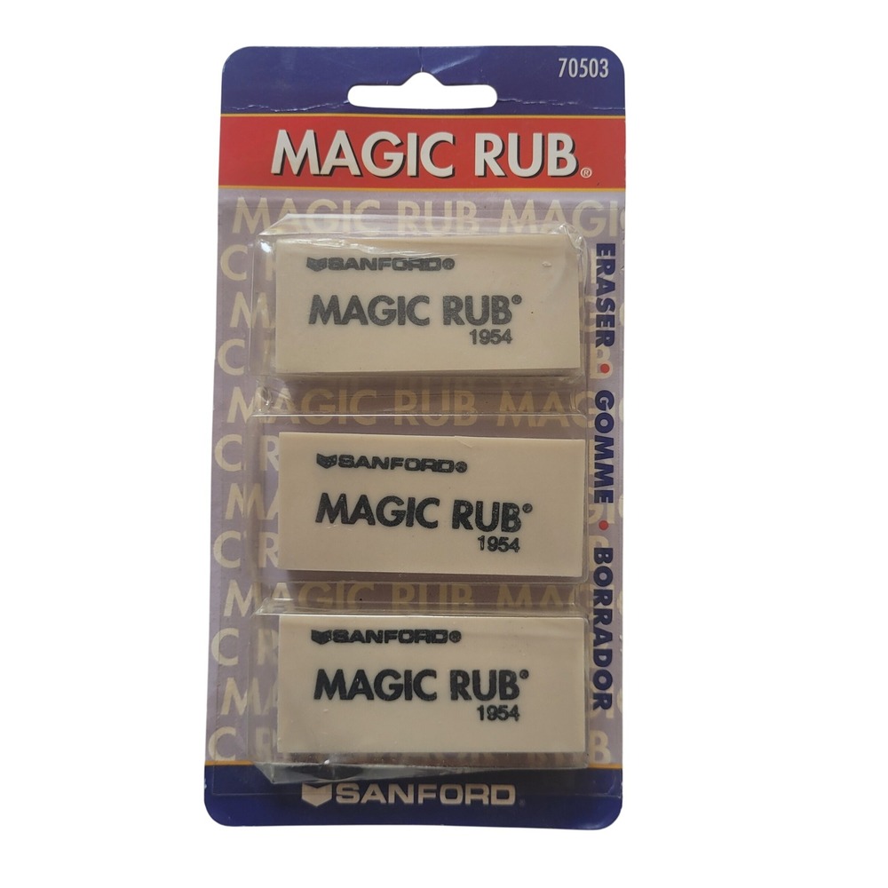 Sanford Magic Rub 1954 Vinyl Artist Erasers 3 Pack  70503 USA